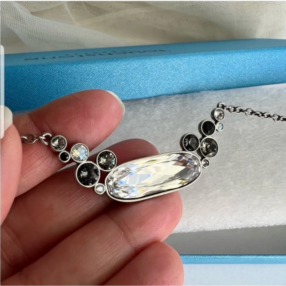 Swarovski Touchstone Crystal Black Cluster Necklace NWT